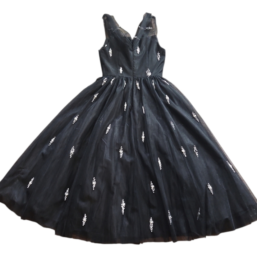 NWT Mac Duggal Black Embellised Tull Off The Shoulder Midi Dress Sz 2 - Picture 11 of 13